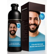 Black Hair Color Shampoo for Men's Mustache & Beard – Gel, Permanent, 5-Minute Color Dye, Long-Lasting, Suitable for Black Hair, 200ML