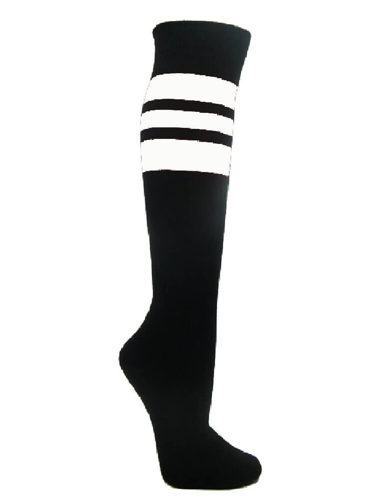 Couver Superior Quality Black Triple Stripes Baseball Softball MultiSport Knee High Socks