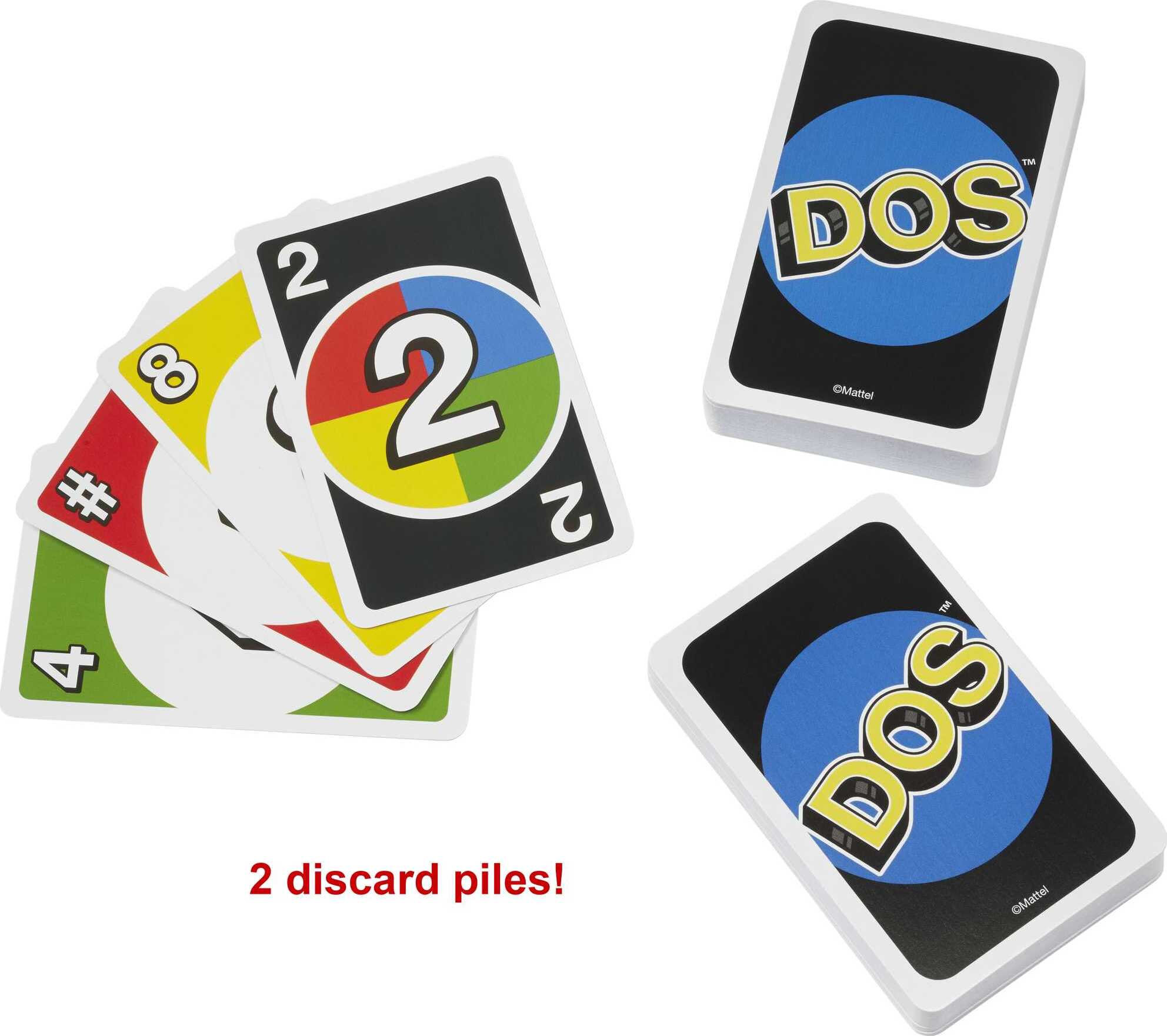DOS Card Game for Family & Game Night from the Makers of UNO and Featuring Two Discard Piles - image 4 of 7