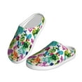thumbnail image 2 of Fotbe Watercolor Flowers Pattern Women's Fuzzy Curly Fur Memory Foam Loafer Slippers Indoor Outdoor Slippers Winter Home Shoes-37/38, 2 of 7