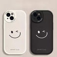 thumbnail image 2 of Funda de cuero minimalista con sonrisa para iPhone, carcasa inferior a prueba de golpes para modelos 13 Pro Max Mini, 12, 11, 14, 15 Pro, X, XS, XR, 7, 8, 14, 15 Plus, SE2020, 2 of 4