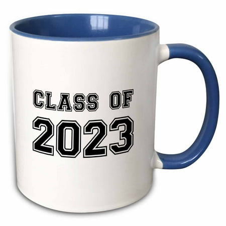 3dRose Class of 2023 - Graduation gift - graduate graduating high school university or college grad black - Two Tone Blue Mug,