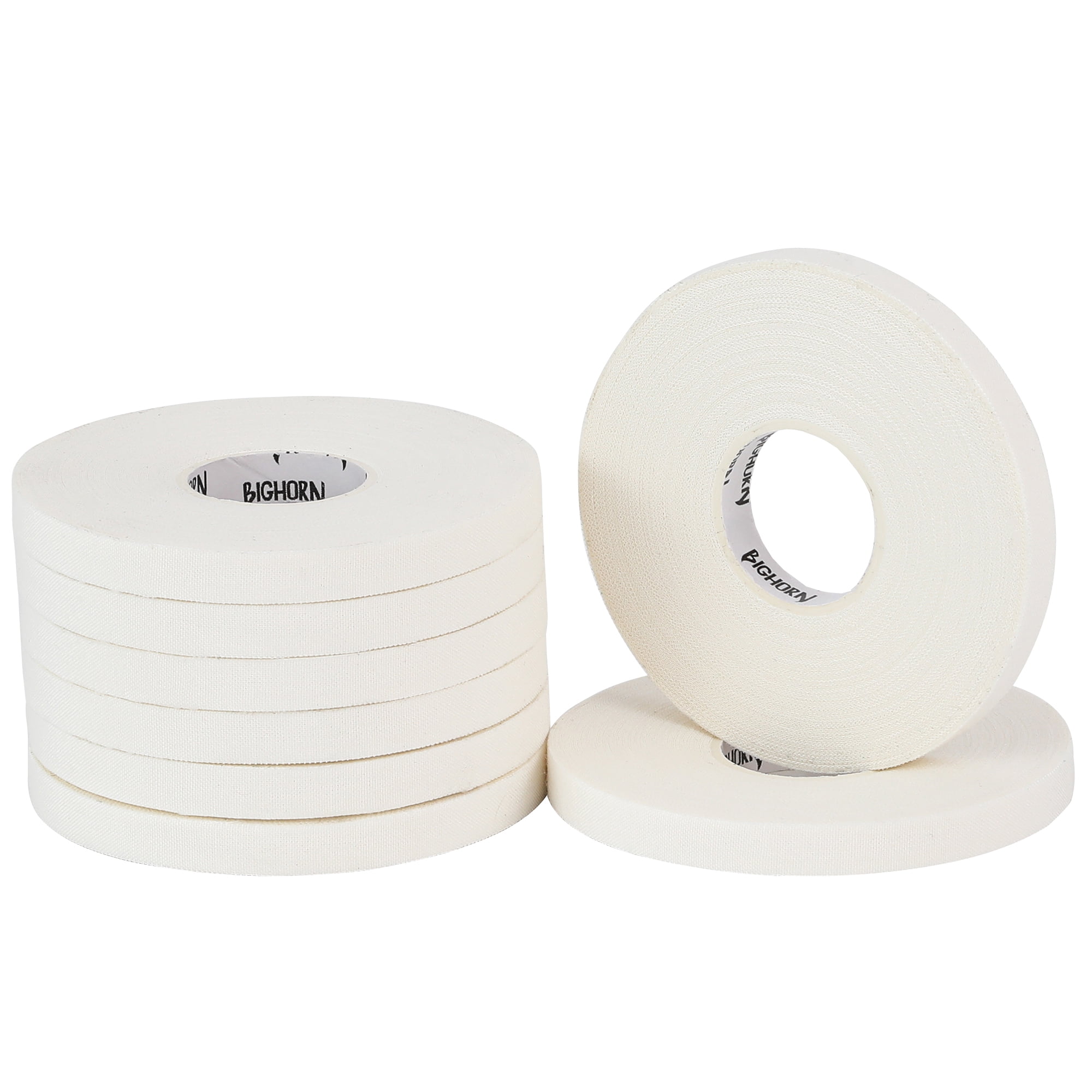 Bighorn Athletics Pro Series Jiu-Jitsu Finger Tape, 8-Rolls with Tin Holder, Enhanced Extra Strength, Residue-Free Formula (0.3-Inch, White)