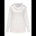 thumbnail image 1 of Blusa Elegante de Satén de Seda para Mujer, con Cuello Vuelto, Fruncido en la Parte Delantera, Drapeada, Larga, para Oficina y Trabajo. M, 1 of 6