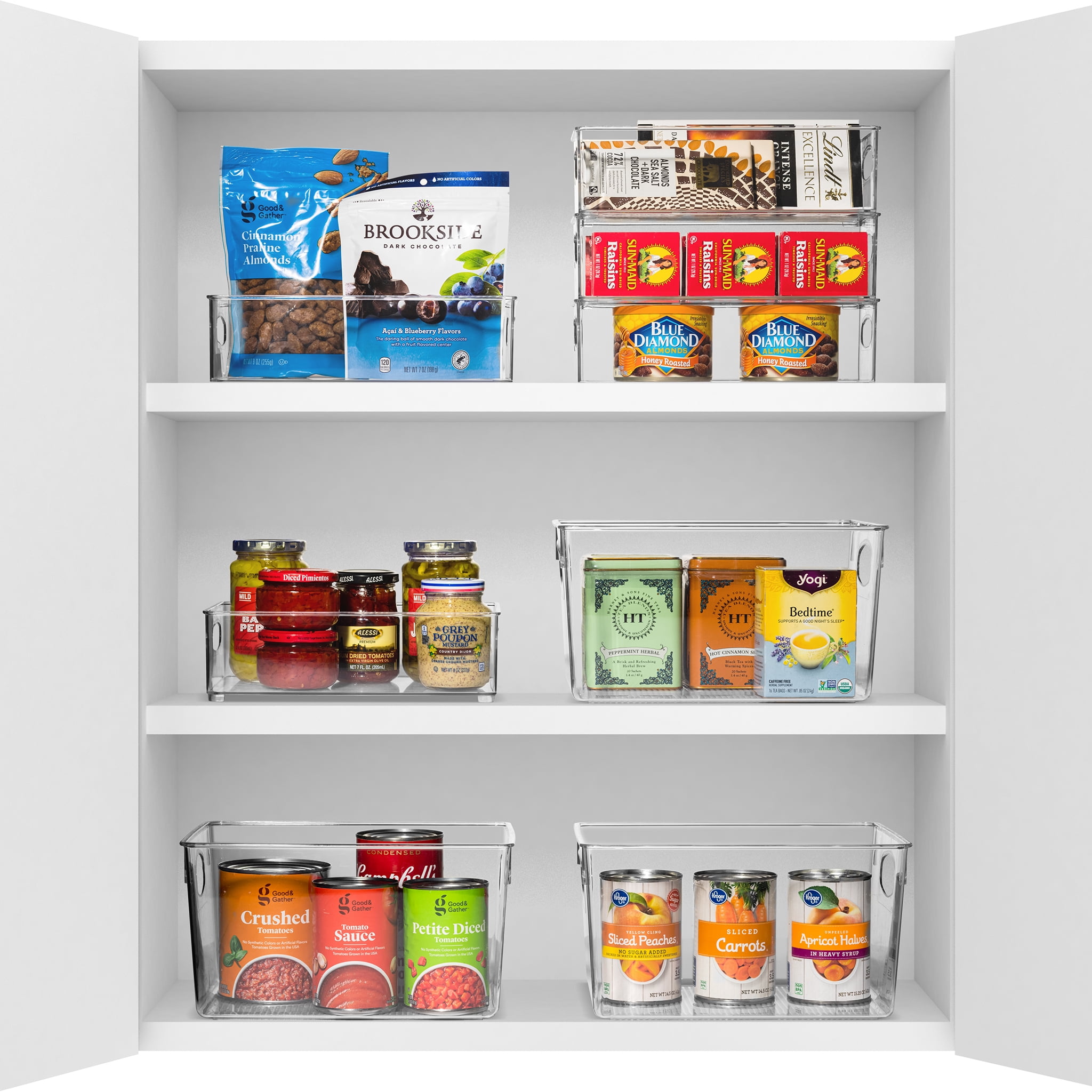 Sorbus 10-Piece Clear Open Storage Bins Set - Stackable Fridge & Pantry Organizers
