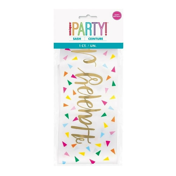 Banda Unique Happy Birthday Gold Foil, 1 Pieza