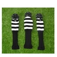 thumbnail image 2 of MasteelfCA 3 Pcs Couvre-Chef Tricoté Club Rayures Rouges et Blanches (Noir et Blanc), 2 of 3