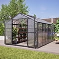 thumbnail image 6 of 8' x 12' Walk-in Polycarbonate Greenhouse – Outdoor Garden Greenhouse Kit with Aluminum Frame, Lockable Door & Adjustable Roof Vents for Backyard, Patio, or Garden, 6 of 9