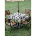 thumbnail image 3 of Outdoor Tablecloth with Umbrella Hole and Zipper, Golf Square Table Cloth 54x54 Inch Waterproof Tablecloth, Modern Geometric Abstract Balls Textured Picnic Table Cover for Patio Camping, 3 of 7