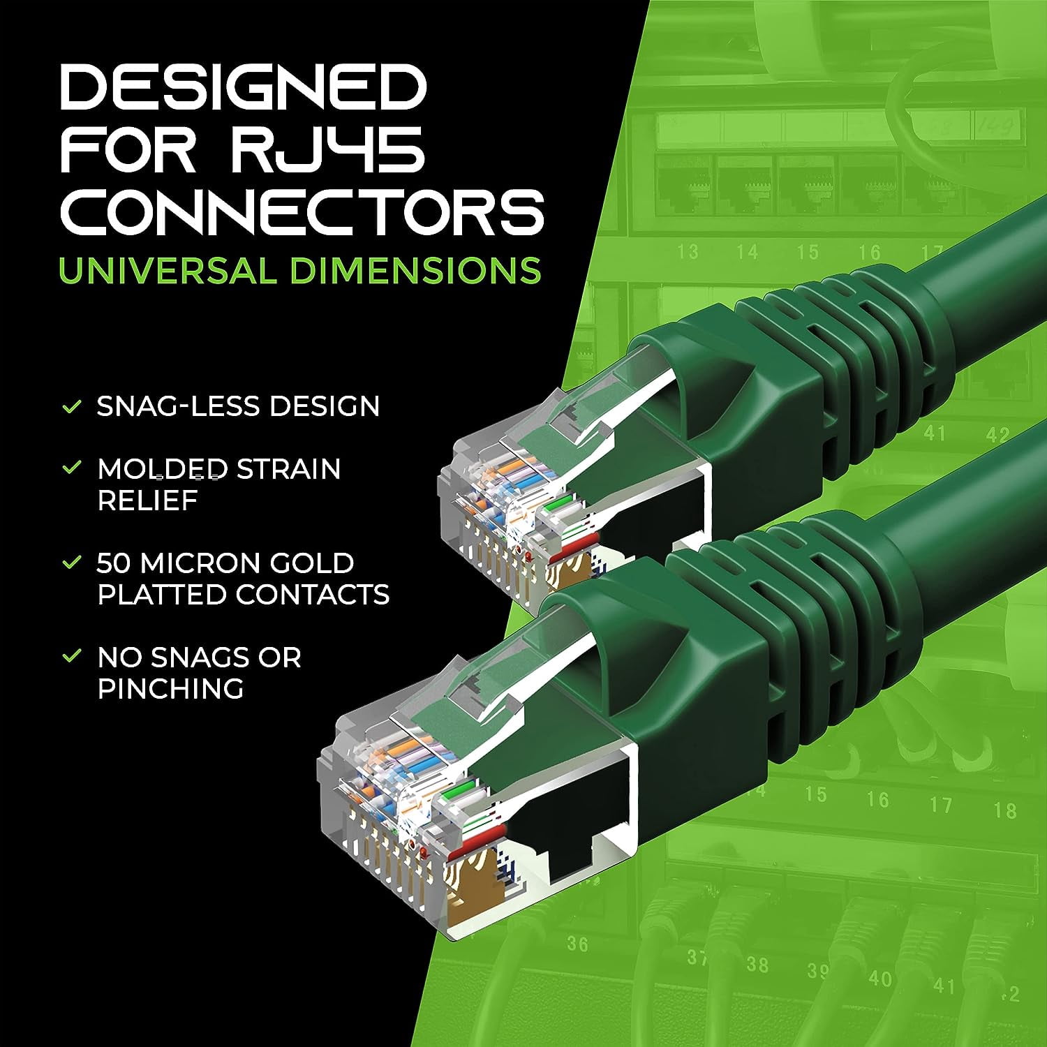GearIT Pre-Terminated Cat 6 Ethernet Cables for Home & Office Network, Green 1-ft 20 Pack