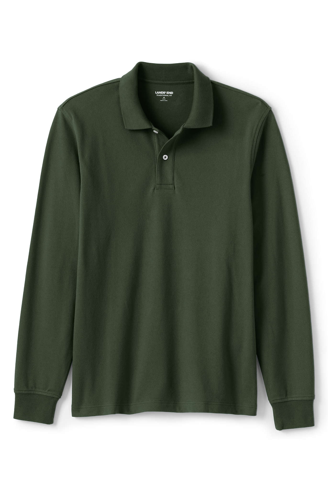 Lands' End Men's Big & Tall Comfort-First Long Sleeve Solid Mesh Polo ...