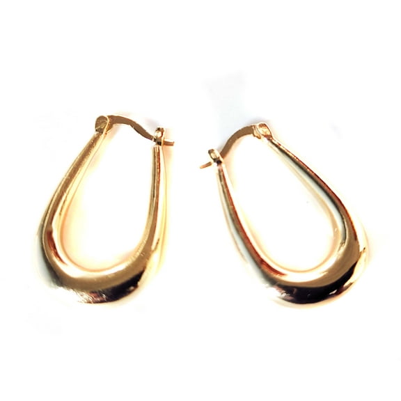 Teardrop Hoop Earrings Plated Gold Tone 1.5 inch L