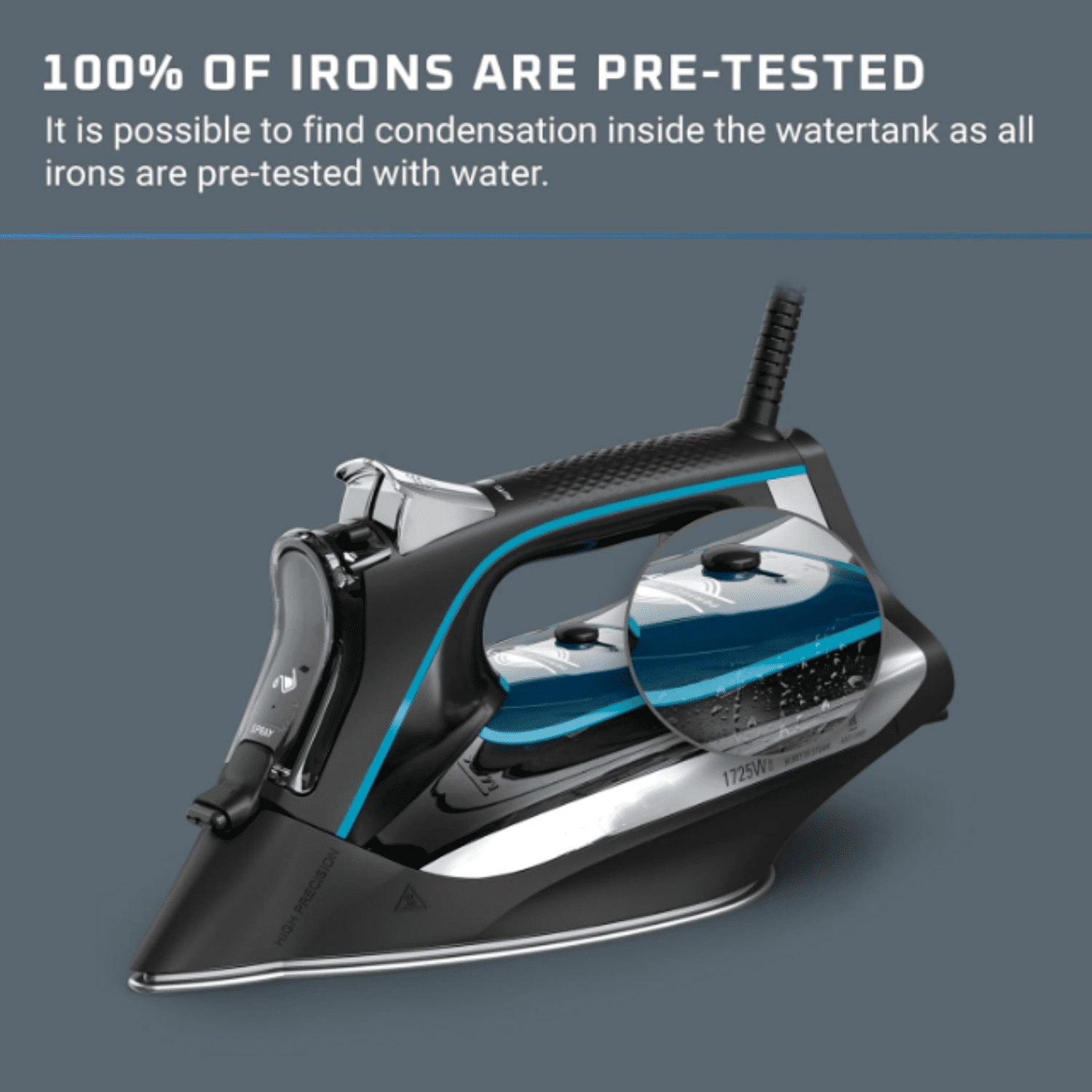 Smart Steam Iron, Perfect Temp Technology, 35 Gram/Minute of Continuous Steam Output, DW3261U1, Auto Shutoff, Black