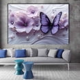 thumbnail image 2 of Mudket Purple Flower & Butterfly with Pearl and Diamond Canvas Wall Art, Floral Wall Decor, Framed Ready to Hang Artwork for Living Room Bedroom Luxury Decor - 12"L x 8"W, 2 of 10