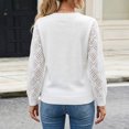 thumbnail image 6 of FRSASU Women's Cropped Sweaters V-Neck Long Sleeve Lightweight Soft Crochet Casual Pullover Knit Sweater Tops White, 6 of 8
