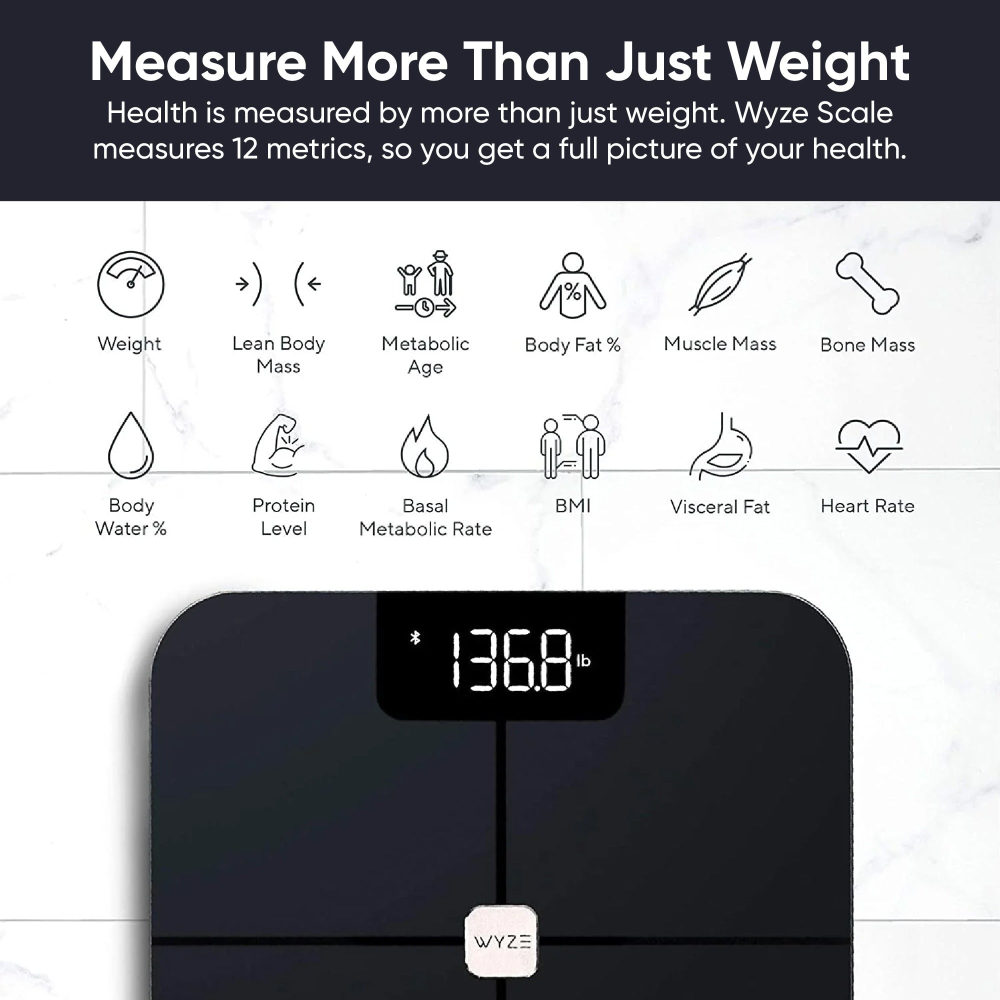 WYZE Smart Scale for Body Weight Wireless Digital Bathroom Scale for BMI  Body Fat Percentage Heart Rate Monitor Body Composition Analyzer App  Bluetooth 400 lb Black Wyze Scale - Black