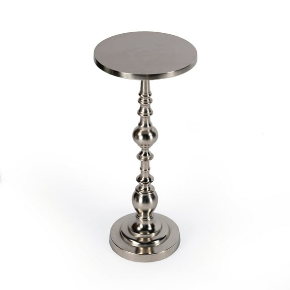 Butler Specialty Silver Darien Round Nickel Pedestal End Table
