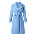 thumbnail image 5 of Baberdicy Woolen Coat Women's Faux Wool Coat Blouse Thin Coat Trench Long Jacket Ladies Slim Long Belt Elegant Overcoat Outwear Wool Coats for Women Blue 1, 5 of 5