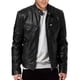 thumbnail image 3 of Chaqueta de cuero ajustada con cuello alto para hombre, bolsillo con cremallera, chaqueta decorativa de cuero de pu para motorista para hombre, 3 of 6