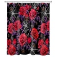 thumbnail image 2 of HVEST Halloween Red Rose Shower Curtain for Bathroom,Floral with Purple Leaf and Spider Web Fabric Shower Curtain with Hooks,Holiday Black Bathroom Curtain Shower Set, 60x72 inches, 2 of 7