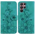 thumbnail image 2 of Compatible with Samsung Galaxy S22 Ultra 5G Embossed Lily Wallet Case with Card Holder PU Leather Flip Cover, 2 of 5