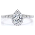thumbnail image 1 of JeenMata Anillo de Compromiso con Halo de Diamantes en Forma de Pera Estilo Vintage en Oro Blanco de 10 K, 1 of 5