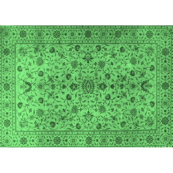 Ahgly Company Indoor Rectangle Persian Emerald Green Traditional Area Rugs, 4' x 6'