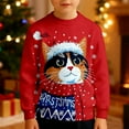 thumbnail image 2 of Byoo Cat Print Sweater for Toddler Boy Christmas Full Sleeve Round Neck Knit Ribbed Xmas Sweatshirt Soft Holiday Pullover Top, 2 of 5
