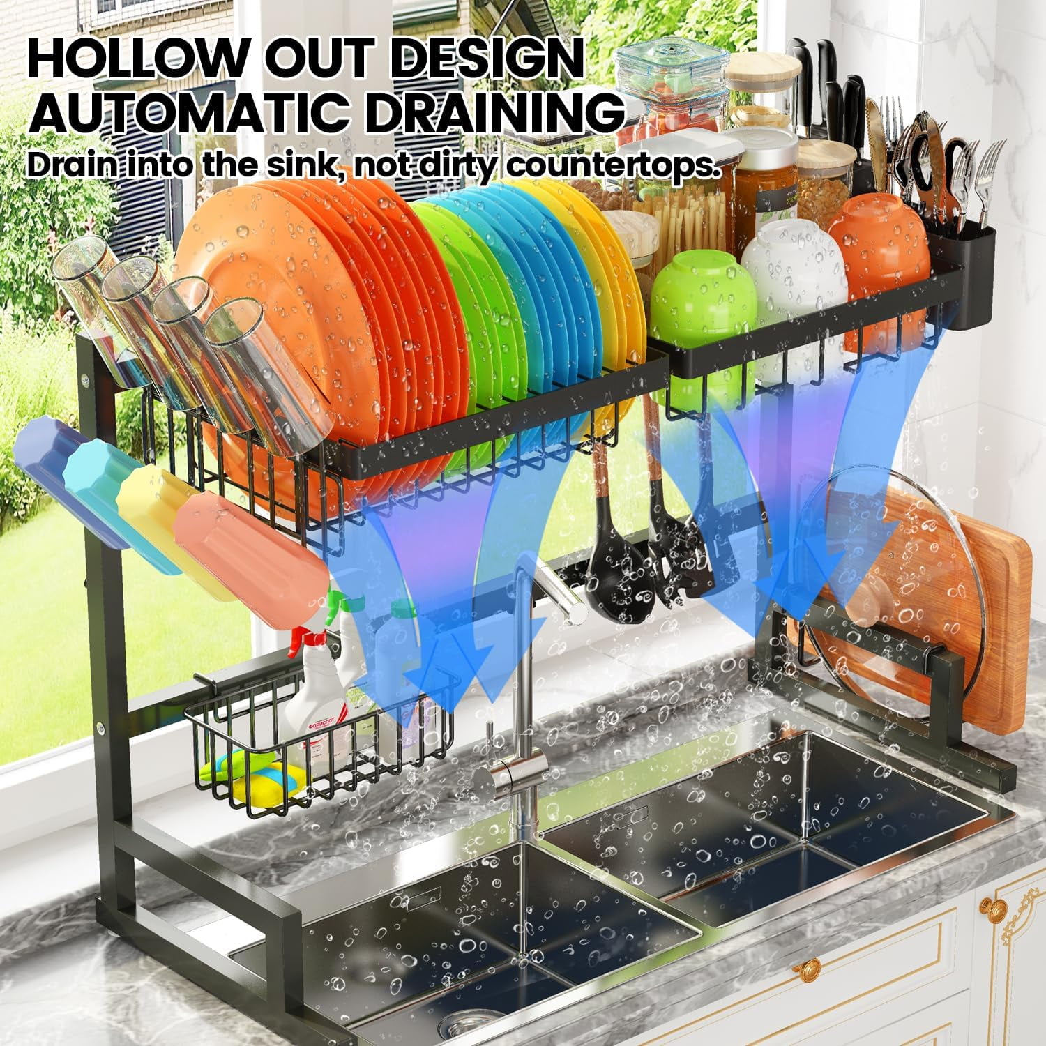 ADBIU Over The Sink Dish Drying Rack (Expandable Height and Length