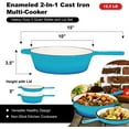 thumbnail image 4 of Bruntmor 2-in-1 Enamel Cast Iron Dutch Oven and Skillet | 3 Quart | Caribbean Blue | All-in-One Cookware, 4 of 7