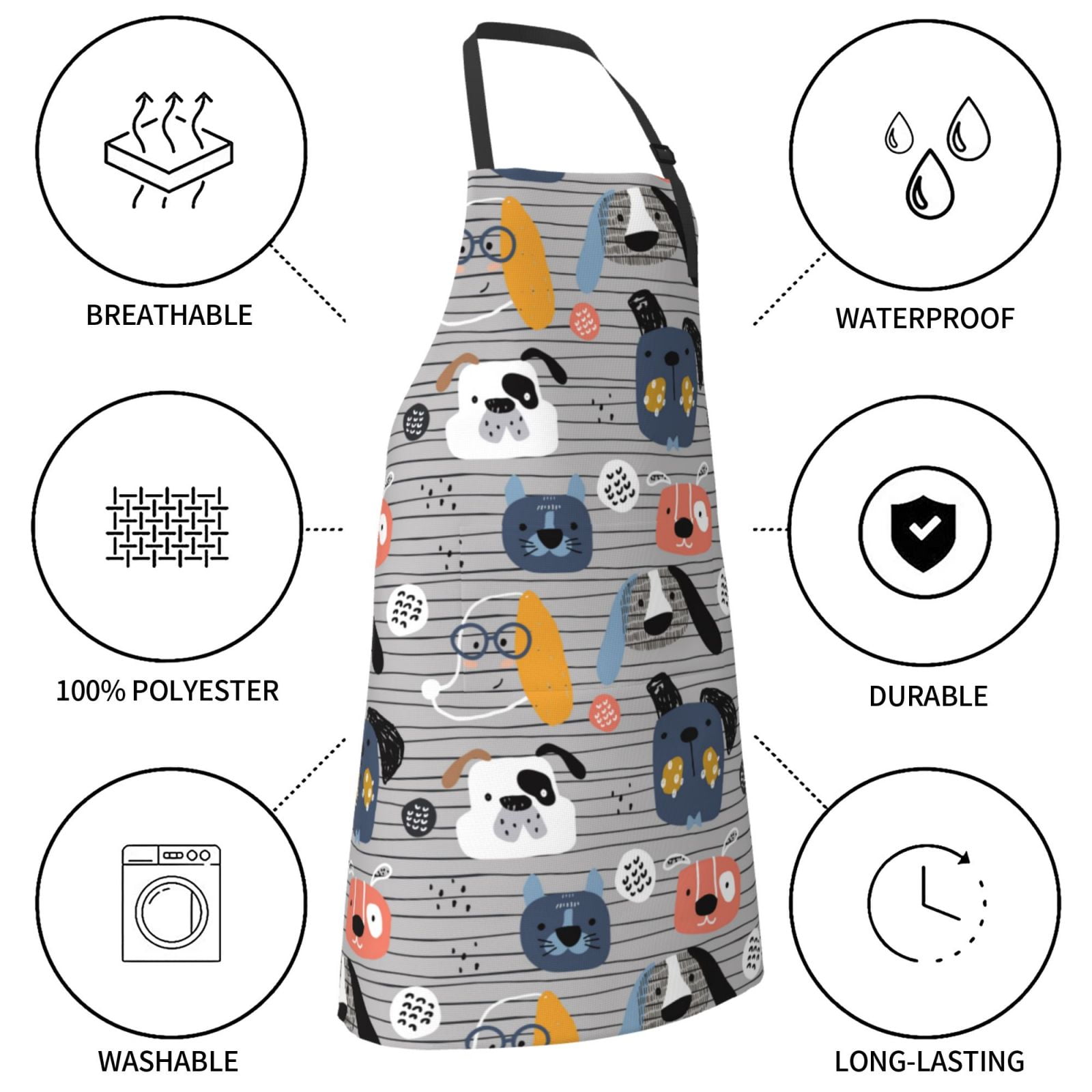 Kdxio Dog Apron with Pockets Adjustable Kitchen Aprons for Men Women Waterproof Aprons for Cooking,Drawing,Crafting, Baking Household Cleaning