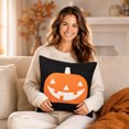 thumbnail image 6 of OutmaxHome Minimalist Pumpkin Pattern Throw Pillow Cover, Black Halloween Farmhouse Home Sofa Decor, 6 of 7