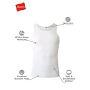 Hanes Mens Tank Tops Undershirt, Moisture-Wicking, Cotton Ribbed Tanks, White or Black/Grey Multipacks