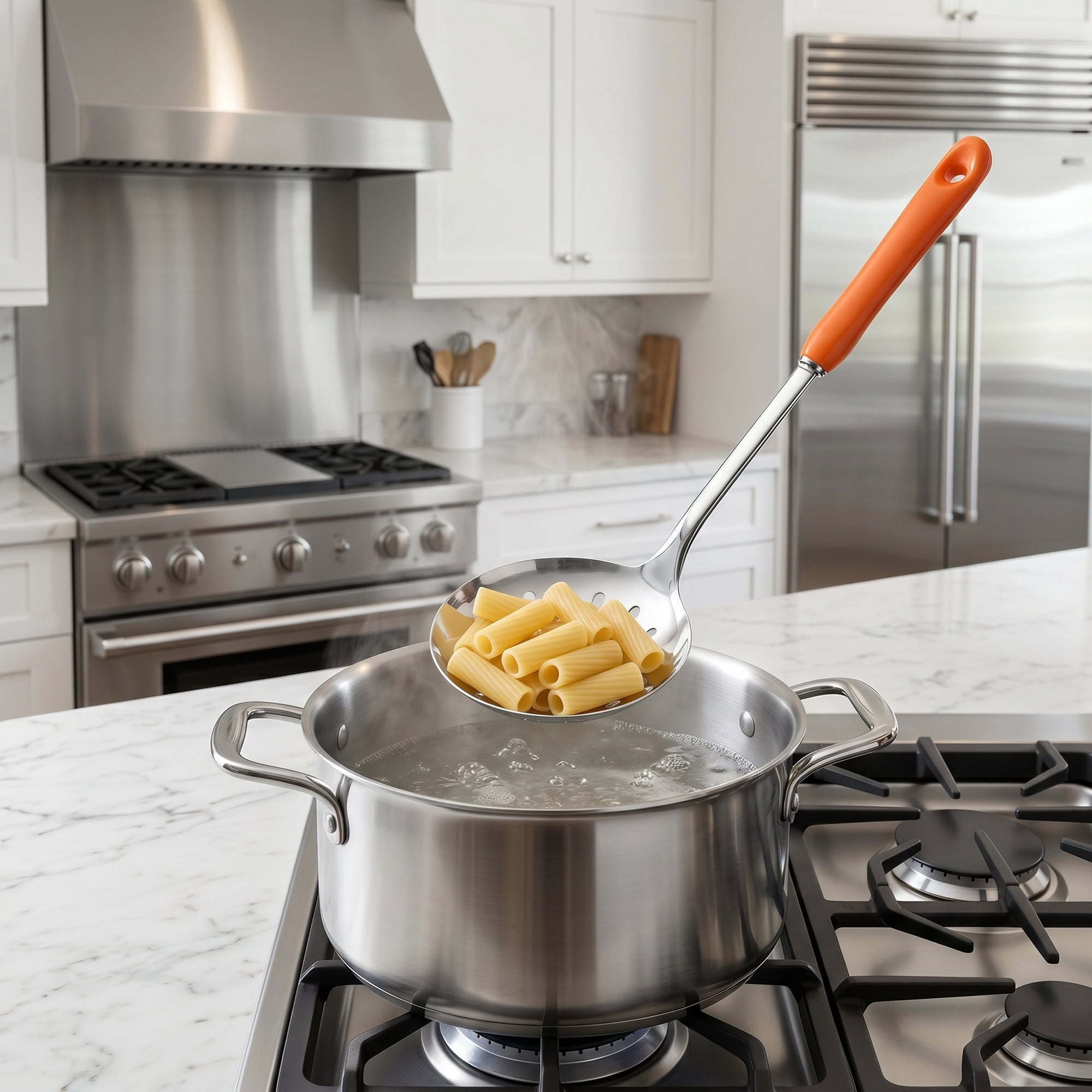 Unique Bargains Color-blocked Kitchen Utensil Set for Home Cooking Orange-Silver 3pcs