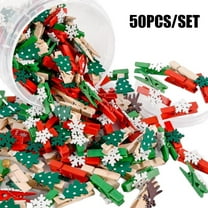50Pcs Christmas Wood Clips Christmas Tree Photo Clips Elk Gloves Snowflake Clothespins DIY Photo Pegs for Home School Art Craft Decor