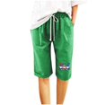 thumbnail image 2 of Patlollav Womens Cotton Linen Shorts Independence Day Print Casual Summer Elastic Waist Comfy Shorts with Pocket, 2 of 6