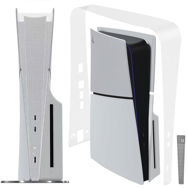 Dust Cover Net for PS5 Slim Console (Long Version) PS5 Slim Heatsink Barrier Pets Hair Anti-dust Cover Dustproof for PlayStation 5 Slim Optical Drive Version/Digital Version Accessories.(White)