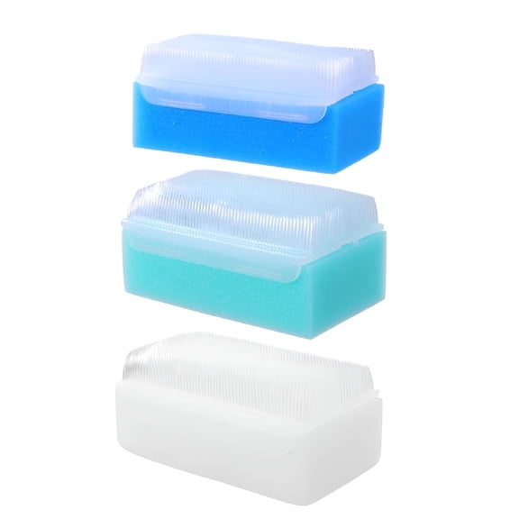 ACDANC 3Pcs Sponge Head Brush Baby Shampoo Bath Scrubber Baby Head Massager for Baby Infant Each 1Pc White Blue Green