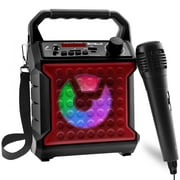 Rise Bass Portable Karaoke Machine with Microphone for Kids and Adults - Rechargeable USB Speaker Set with FM Radio, SD/TF Card Support, and AUX-in