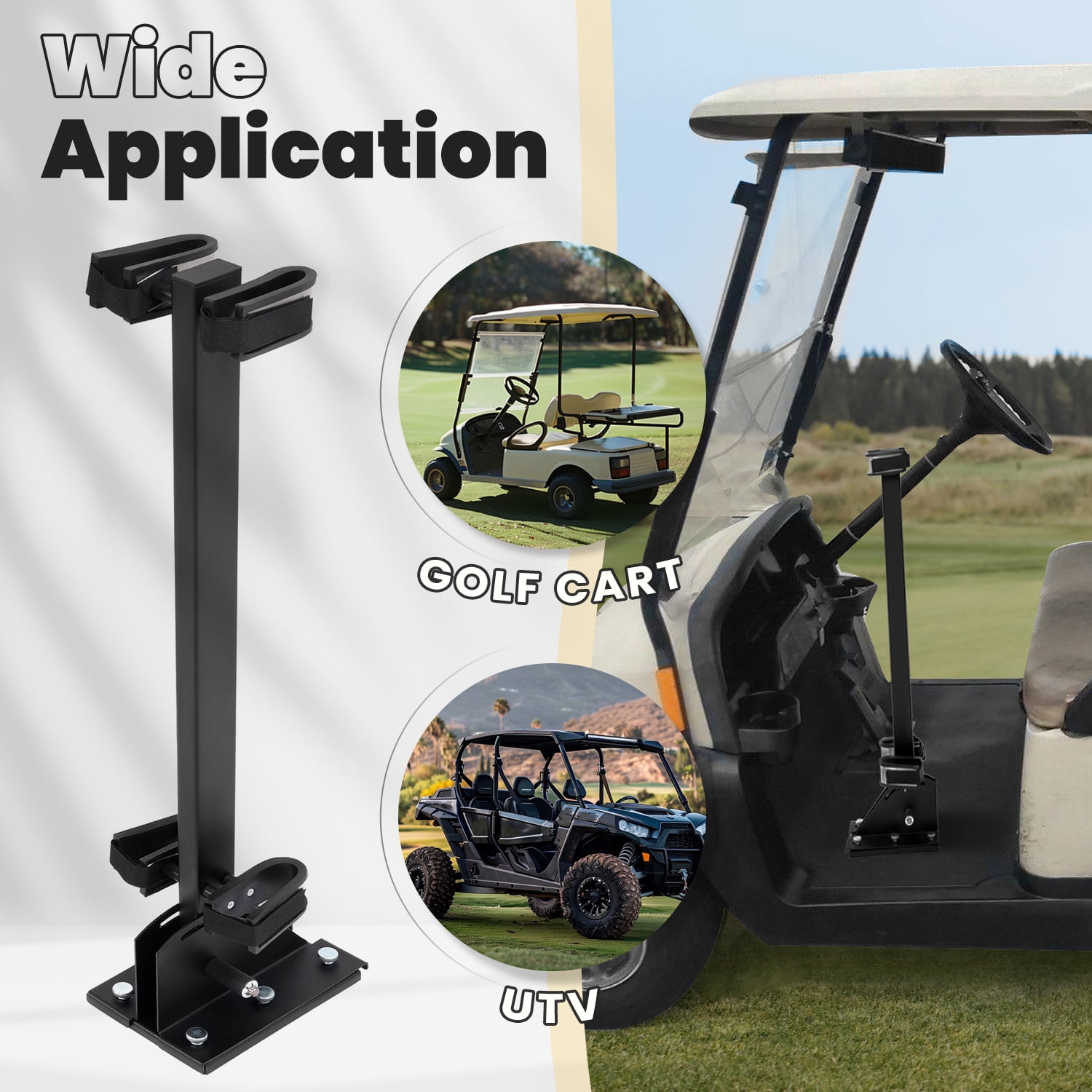 Kojem Golf Cart Stand Up Gun Rack Quick Release Universal for Club Car EZGO Yamaha