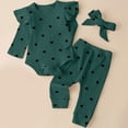 thumbnail image 2 of HCNTES Toddler Baby Girls Outfits Long Sleeve Cartoon Print Romper Tops & Elastic Pants Sets Cute Girls Spring Clothes Set For kids 6 9 12 18 Months(Z02-Green,12-18 Months), 2 of 4