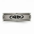 thumbnail image 3 of Grey Titanium Ring Band Wedding Ridged Black Rubber Edge 7mm Brushed, 3 of 6