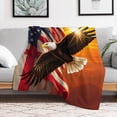 thumbnail image 5 of NIANHE Eagle, American flag, sun blanket, printed design, winter sofa dormitory home decoration, must-have travel product. Size is 50x60 inches., 5 of 7