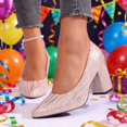 thumbnail image 2 of Win s Way Women's Pointed Toe Low Cut Chunky Heel Pumps Elegant Comfort Slip On Office Everyday Dress Shoes, 2 of 9