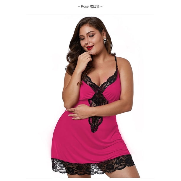 Ropa interior sexy tentadora Europa y América Pijamas sexys Camisón de talla grande Falda de tirantes sexy para mujer