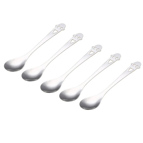 5 Pcs Stainless Steel Spoon Face Tea Spoon Coffee Milk Spoons (14X2.8CM)