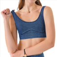 thumbnail image 1 of Chaleco Vaquero Ajustado y Corto para Mujer, Elástico, con Cuello Redondo, Tipo Jersey, Sujetador Deportivo, Camiseta Sin Mangas Azul Profundo M, 1 of 9