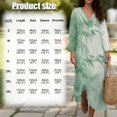 thumbnail image 6 of COEQINE Tunic Dress for Women, Retro Boho V Neck 3/4 Sleeve Oriental Everyday Dress Linen-Look Midi Calf Length Oversized Sundress with Plus Size, Size 3XL, Light Green Bemboo Print, 6 of 6
