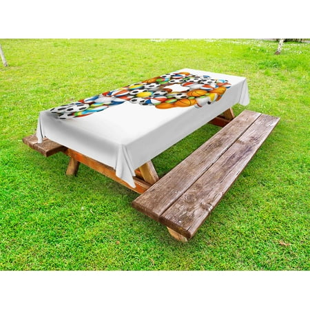 

Letter P Outdoor Tablecloth Conceptual Typography Design Alphabet and Sports Theme Font Type with Many Balls Decorative Washable Fabric Picnic Tablecloth 58 X 104 Inches Multicolor by Ambesonne