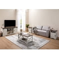 thumbnail image 2 of Merluxy 4 Pieces Farmhouse Living Room Table Sets, 66" Sliding Barn Door TV Stand, Coffee Table & 2 End Tables with Charging Station, Barnwood & White, 2 of 9